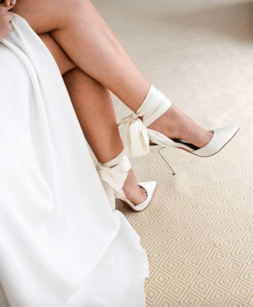 Christian Louboutin wedding shoes, white wedding dress